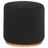 PAGED Round Ottoman Faux Sheepskin Upholstered Foot Stool with Metal Base for Living Room, Entryway - 3 of 4