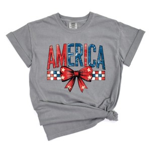 Simply Sage Market Coquette America Checkered Garment Dyed Tee - 1 of 4