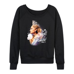 Women's - Wicked - Glinda Side Profile Lightweight French Terry Wide Neck Long Sleeve Graphic Shirt - 1 of 4