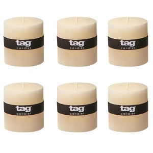tagltd Chapel 3X3 Ivory Pillar Paraffin Wax Candle Unscented Drip-Free Long Burning 32 Hours For Home Decor Wedding Parties Set of 6 - 1 of 4