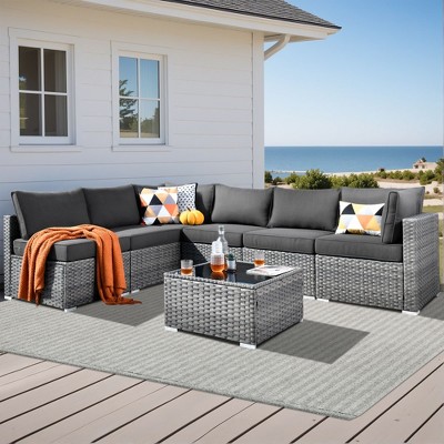 XIZZI Modular Outdoor Patio Furniture Set w/ Optional Coffee Table, Swivel Chair & Firepit - All-Weather, Waterproof & UV-Resistant