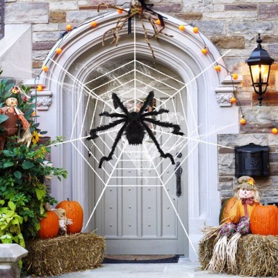 Syemin Decorative Holiday Scene Props Halloween Decorations Spider Outdoor Halloween Spider Mega Spider Scary Spider Outdoor, Black, 59"*59"*59"