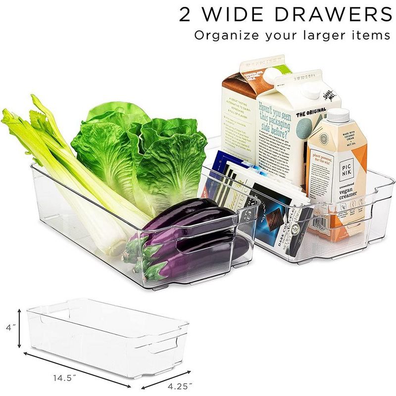Sorbus Fridge Bins and Freezer Bins Refrigerator Organizer Stackable Storage Containers BPA-Free Drawer Organizers for Freezer and Pantry (Pack of 6), 6 of 15