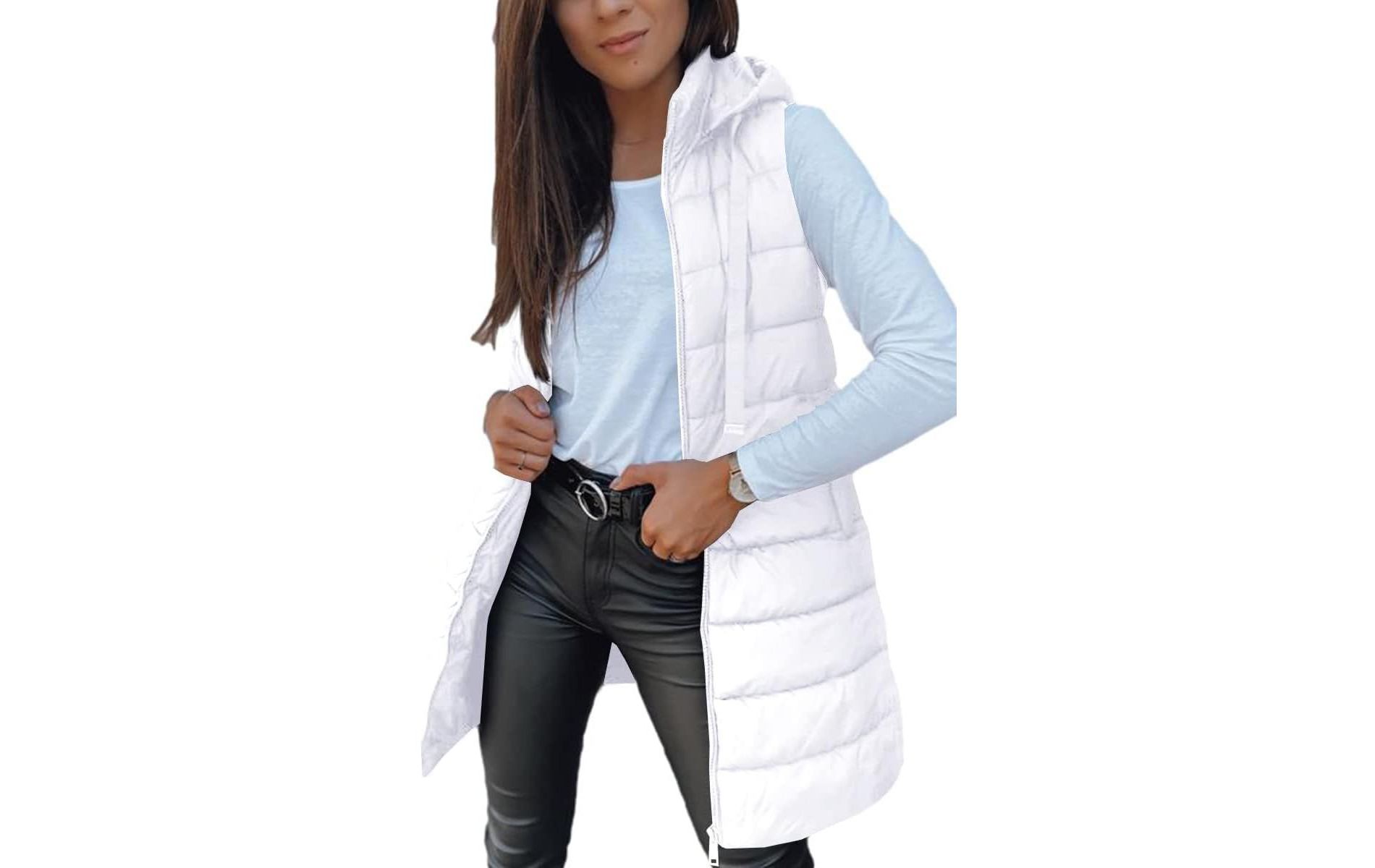 Imily Bela Oversized Hooded Puffer Vest Long Sleeveless Quilted Winter Outerwear for Women