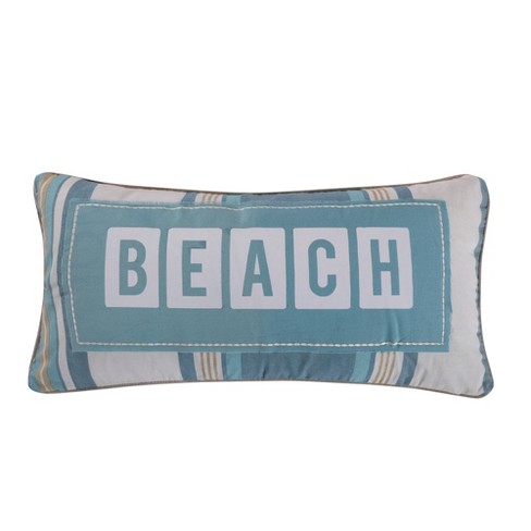 Beach Themed Throw Pillows, Stripe Tassel, Taupe