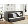 NicBex Twin Size Daybed with Trundle, Fabric Upholstered Day Bed with Nailhead Trim Design, No Box Spring Needed - 3 of 4