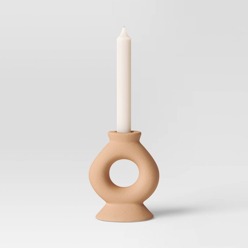 Short Ceramic Organic Modern Taper Candle Holder - Threshold&#8482;, 4 of 7
