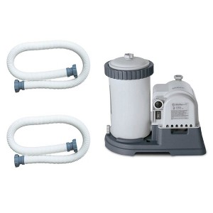 Intex 2500 GPH Above Ground Swimming Pool Cartridge Filter Pump System with a Pair of 59 Inch Long Pool Pump Accessory Hoses, (2 Pack) - 1 of 4