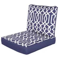 Rolston 2pc Outdoor Replacement 23" x 26" Chair Cushion Set Navy Lattice - Haven Way