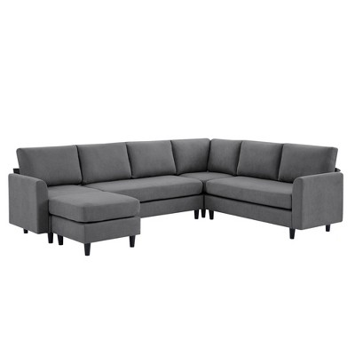 Hyleory Modular Comfort Corner Shaped Sectional Sofa,Large 7 Seater Corner Sofa for Living Room, Office, Spacious Space