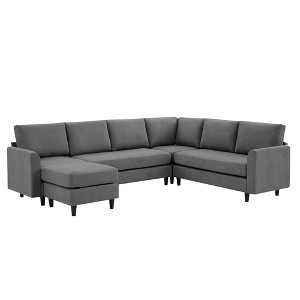 Hyleory Modular Comfort Corner Shaped Sectional Sofa,Large 7 Seater Corner Sofa for Living Room, Office, Spacious Space - 1 of 4