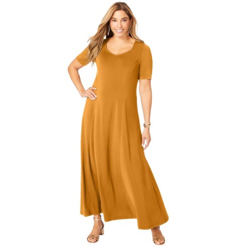 Jessica London Women's Plus Size Stretch Knit Sweetheart Maxi Dress ...