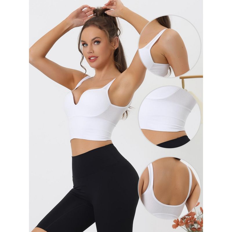 Allegra K Women's Wireless Medium Support Push-Up Fixed Straps Workout Yoga Sleep Sports Bra, 3 of 6