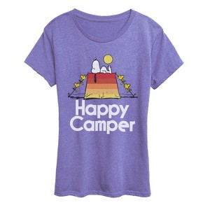 Women's - Peanuts - Happy Camper Short Sleeve Graphic T-Shirt - 1 of 4