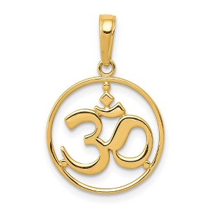 Black Bow Jewelry 14k Yellow Gold OM Yoga Symbol Pendant, 16mm - 1 of 4