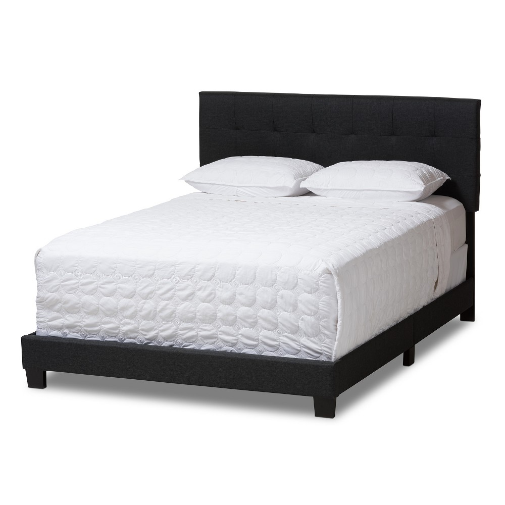 Photos - Bed Frame Queen Brookfield Modern and Contemporary Fabric Bed Charcoal Gray - Baxton