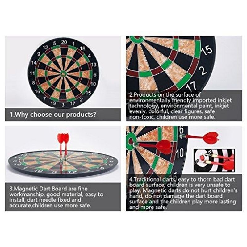 Insten Small Magnetic Dart Board Game with 6 Darts, Toy Gifts for Children and Kids, 11.5 in, 5 of 6