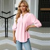 Women Summer Fall Casual 3/4 Long Sleeve Kint Shirt V Neck Solid Color Loose Fit T-Shirt Top Blouse - 4 of 4