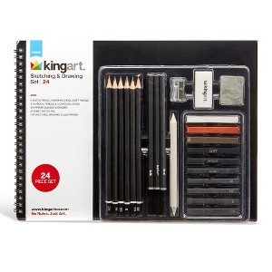 KINGART Sketching & Drawing Combo, Hardcover Book & 26 pc Pencil Set - 1 of 4