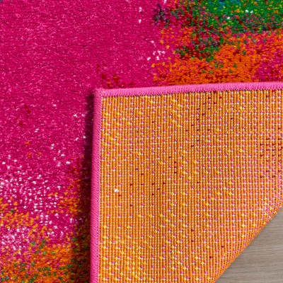 Vibrant Multicolor Abstract Synthetic Area Rug 6'7" x 9'
