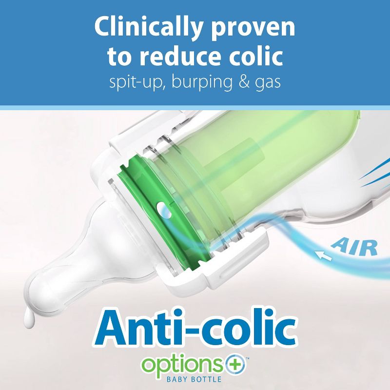 Dr. Brown&#39;s 8oz Anti-Colic Options+ Narrow Baby Bottle with Level 1 Slow Flow Nipple - 4pk - 0m+ - Blue &#38; Clear, 6 of 23