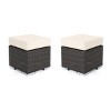 GDFStudio  Avianna Outdoor Wicker Ottomans with Cushion (Set of 2) - 2 of 4