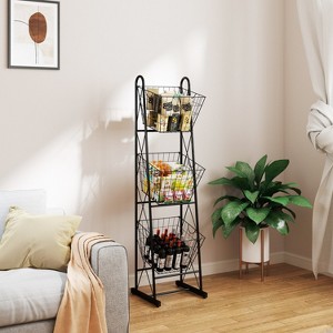 TOBILI 3-Tier Kitchen Storage Basket Organizer, Freestanding Metal Wire Rack for Fruit, Vegetables, and Pantry Items - 1 of 4