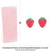 Big Dot of Happiness Berry Sweet Strawberry - Paper Straw Decor - Fruit Themed Birthday Party or Baby Shower Striped Decorative Straws - Set of 24 - 3 of 4