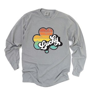 Simply Sage Market Women's Retro Lucky Colorful Long Sleeve Garment Dyed Tee - 1 of 4