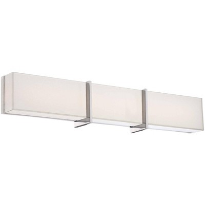Minka Lavery Modern Wall Light Chrome Hardwired 30" Fixture Light Bar LED Mitered White Glass for Bathroom Vanity Living Room