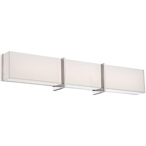 Minka Lavery Modern Wall Light Chrome Hardwired 30" Fixture Light Bar LED Mitered White Glass for Bathroom Vanity Living Room - 1 of 2