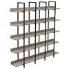 5 Tier Bookcase, Vintage Industrial Style Shelf, Open Display Storage Rack, Home Office Open Bookshelf with Metal Frame for Living Room, Bedroom, Grey - 4 of 4