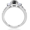 Pompeii3 1 1/4CT Black & White Diamond Engagement 3-Stone Ring 10K White Gold - 2 of 4