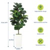 Artificial Fiddle Leaf Fig Tree, Realistic Ficus Lyrata Fake Plant with Pot, Modern Floor Decor for Home Office, Green - 2 of 4