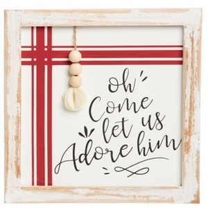Transpac Wood 9.5 in. Multicolored Christmas Ticking Stripe Block Decor - 1 of 3
