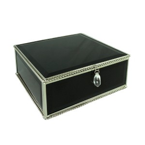 Essential Decor & Beyond Bevelled Black Glass Box - 1 of 1