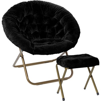 Milliard Cozy Faux Fur Saucer Chair X-Large with Footrest