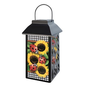 Briarwood Lane Summer Lantern 12" x 6" x 6" Ladybugs and Sunflowers Solar For Summer Lantern - 1 of 4