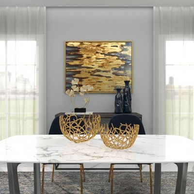 Coastal Gold Aluminum Vine Decorative Bowl Set - 14"x9"