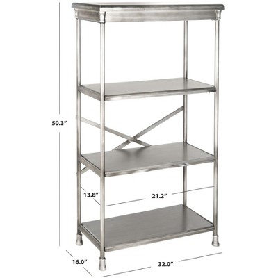 Transitional 3-Tier Dark Silver Iron & Wooden Etagere