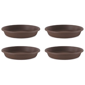 The HC Companies Classic Plastic 21 Inch Round Plant Flower Pot Planter Deep Saucer Drip Tray, Fits 21 Inch Pot, Chocolate Brown (4 Pack) - 1 of 4