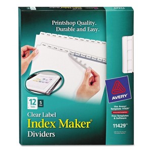 Avery Print & Apply Clear Label Dividers w/White Tabs 12-Tab Letter 5 Sets 11429 - 1 of 4