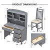 LIVAREEmlen Vintage 40'' Home Executive Desk and Upholstered Chair Set with Bookshelf, Computer Desk with Four Drawers, Storage Shelf and Chair - 2 of 4