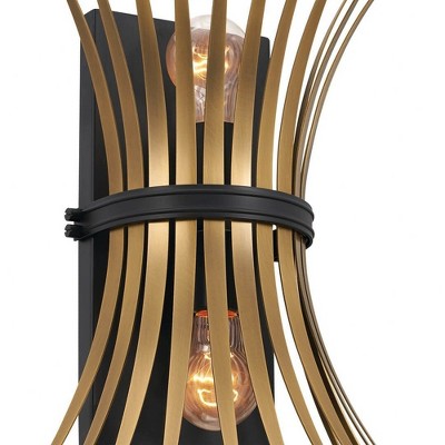 Baile Black and Brass 2-Light Steel Wall Sconce