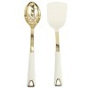 Gibson Lockton 2 Piece Stainless Steel Turner and Slotted Spoon Kitchen Tool Set in Linen w/ Gold - 2 of 4