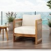 Outdoor Acacia Wood Club Chair,Woven Rope Curved Tub Chair with Cushion,Patio Chair with Slatted Design for Garden or Deck-Coolbibila - 2 of 4