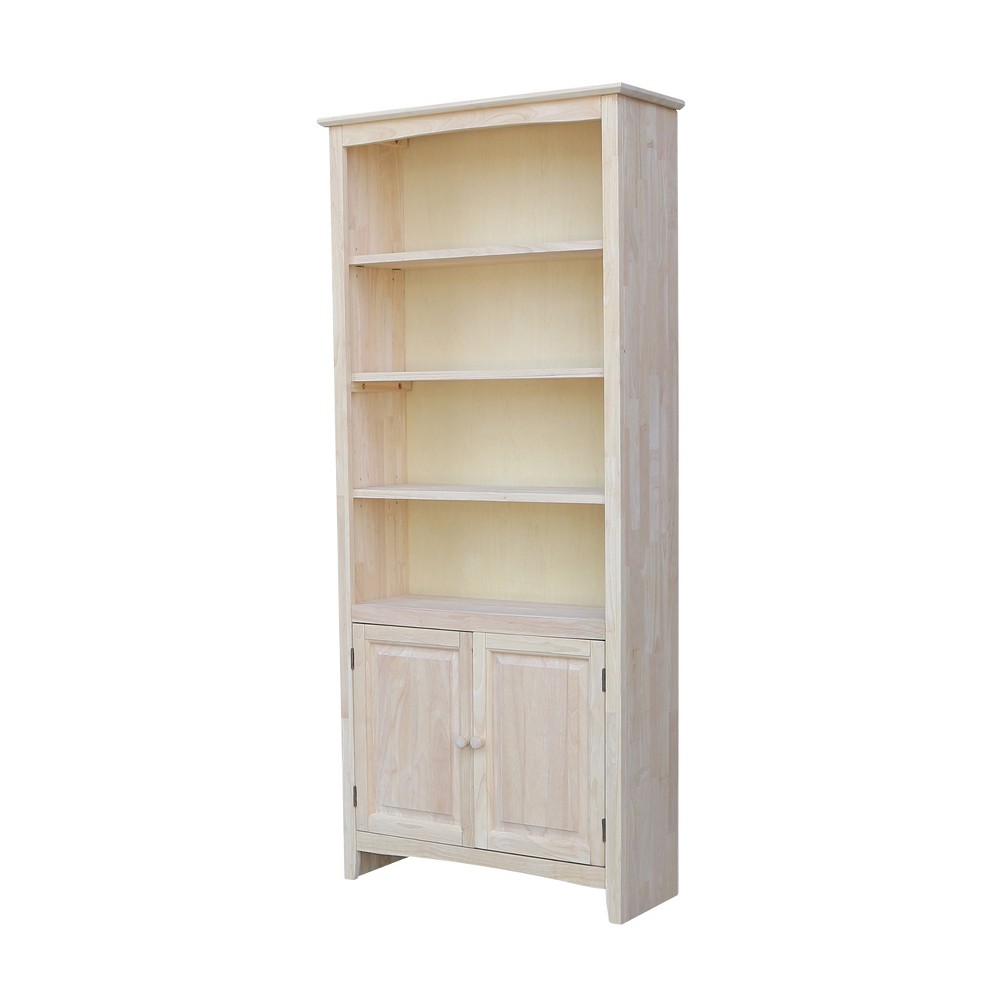 Photos - Wall Shelf 72" Shaker Bookcase with Two Lower Doors Wood - International Concepts