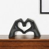 HomeRoots 4" Black Resin Heart Hands Tabletop Sculpture - 2 of 4