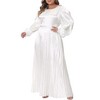 Agnes Orinda Women's Plus Size Lantern Long Sleeve Flowy Swing Pleated Party Maxi Empire Waist Dresses - 2 of 4