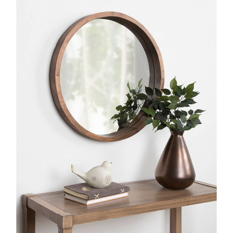 22&#34; x 22&#34; Hutton Round Wood Wall Mirror Rustic Brown - Kate and Laurel, 6 of 9